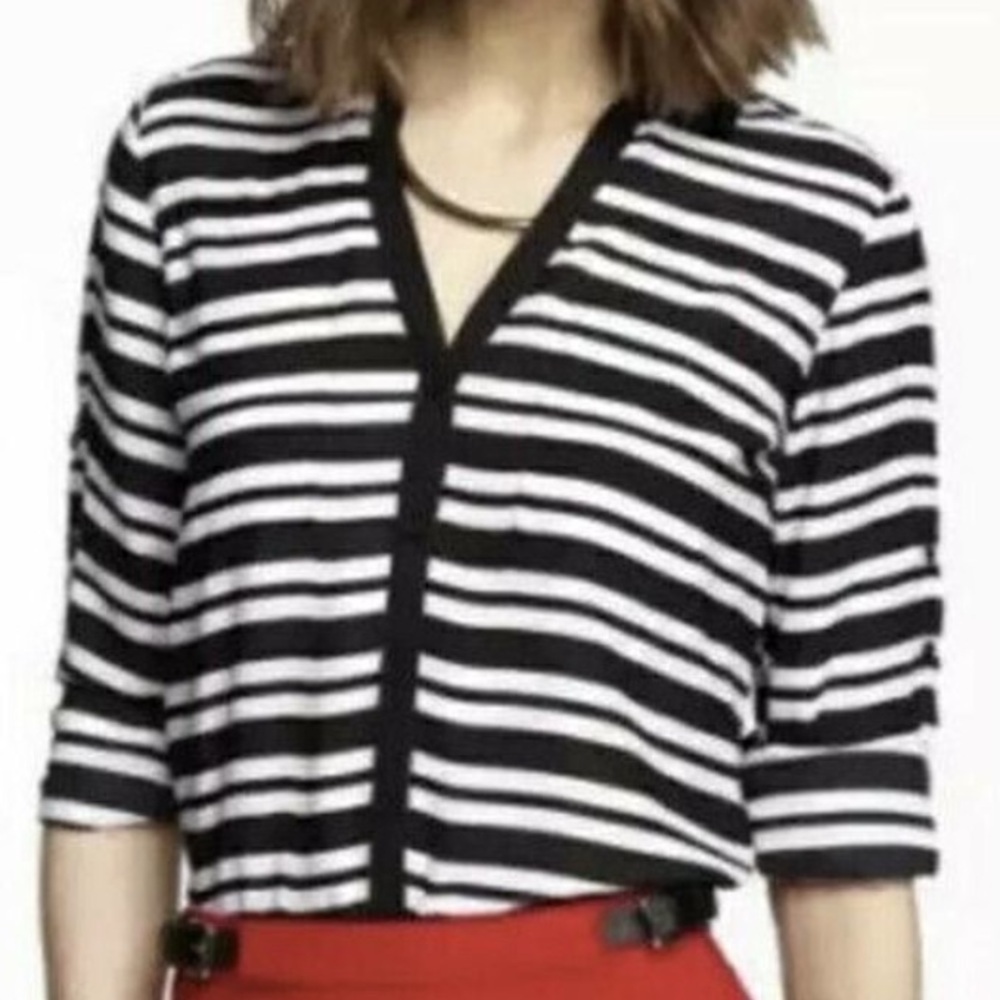 Express Portofino Black and White Striped Shirt Size Medium